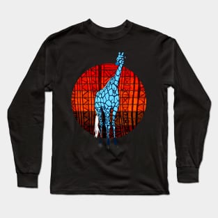 Blue Giraffe and African Sun Long Sleeve T-Shirt